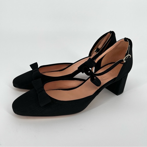 J. Crew Millie Bow Ankle Strap heels black -10 - Picture 3 of 12